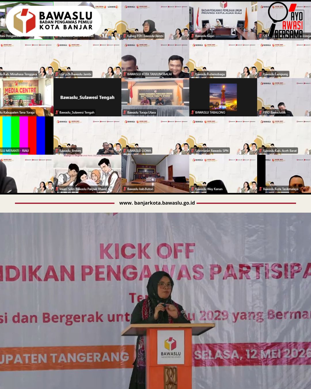 bawaslu kota banjar serta peserta P2P kota banjar mengikuti kick off P2P yang di tayangkan langsung via youtube bawaslu ri