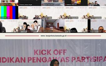 bawaslu kota banjar serta peserta P2P kota banjar mengikuti kick off P2P yang di tayangkan langsung via youtube bawaslu ri